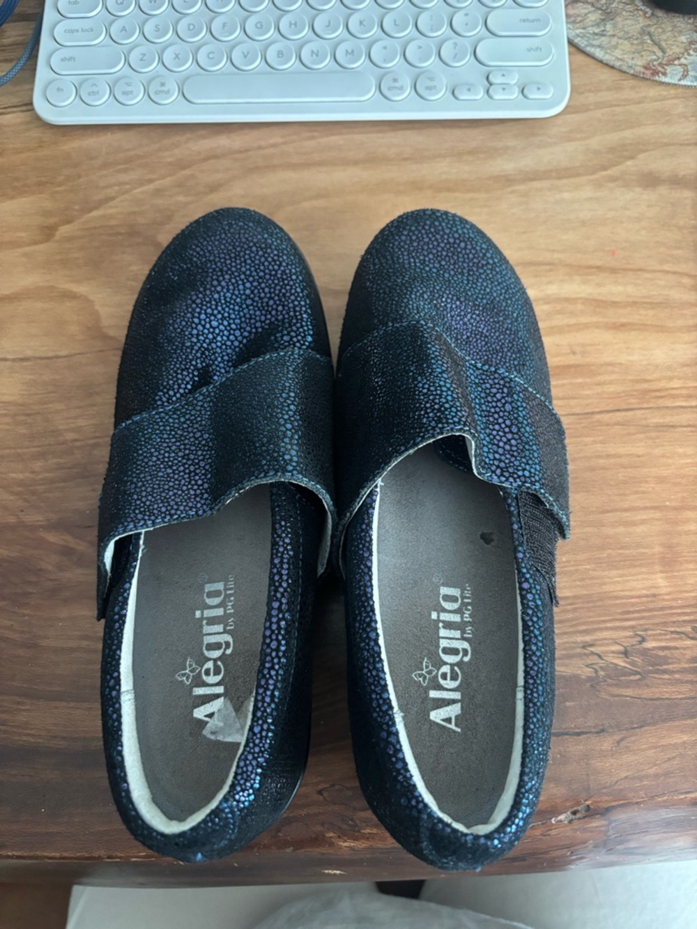 Alegria Women’s Blue Sparkle Slip-On Loafers